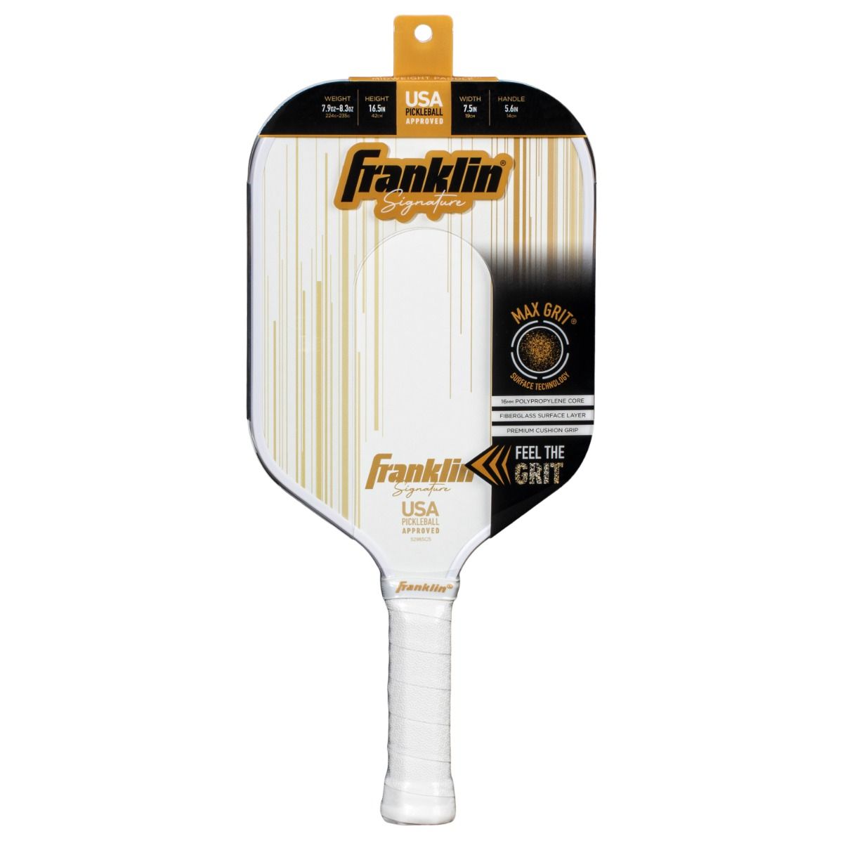 Franklin Signature Pro 13mm 職業賽事級匹克球拍｜MaxGrit™ 專利咬球科技（16.5" 加長拍身、5.6" 雙手長握把、13mm 極速爆發動力）