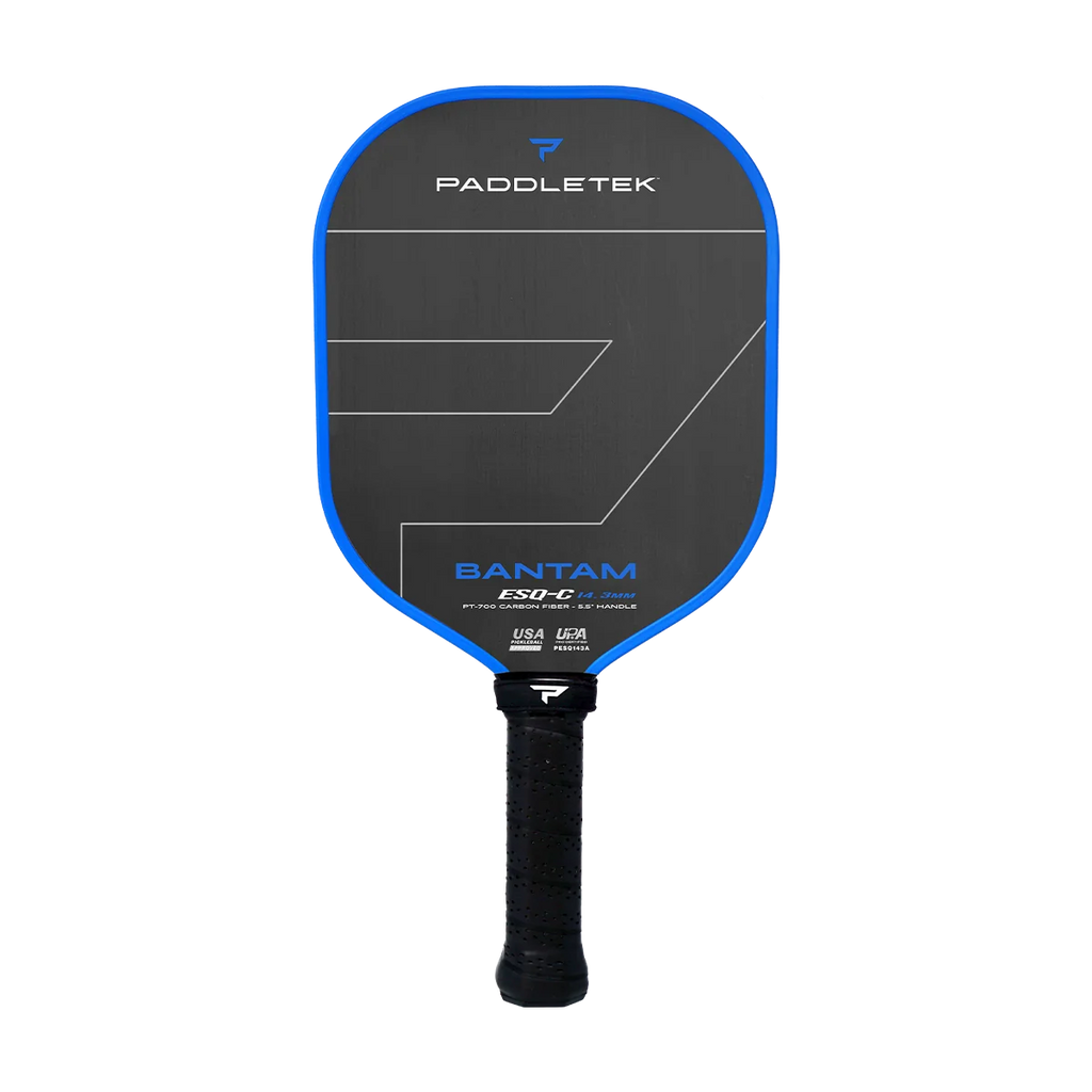 Paddletek Bantam ESQ-C 專業級碳纖維球拍｜PT-700 單向裸碳面材（5.5" 雙手長握把、全域極致甜蜜點，12.7mm 出球 / 14.3mm 控球）