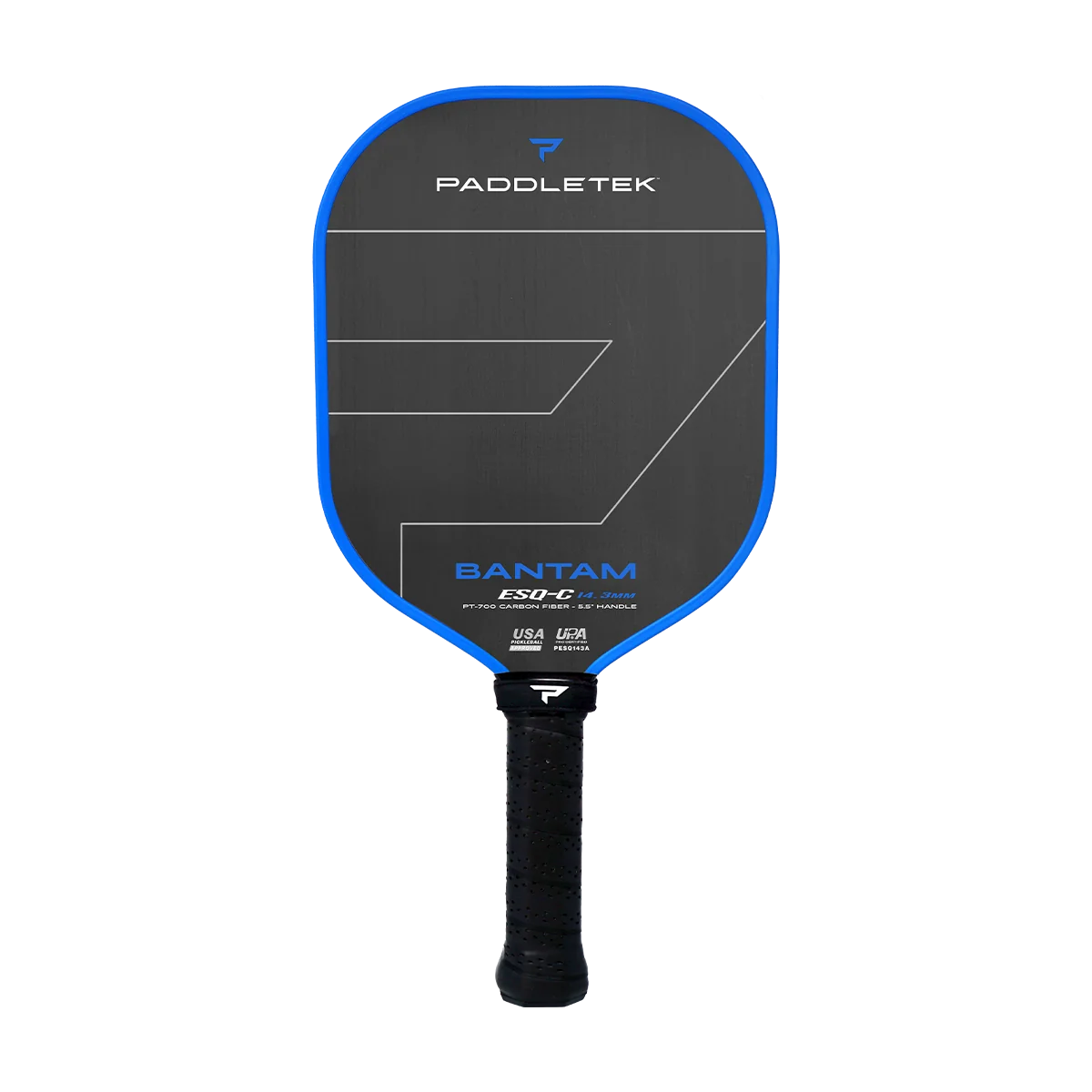Paddletek Bantam ESQ-C 專業級碳纖維球拍｜PT-700 單向裸碳面材（5.5" 雙手長握把、全域極致甜蜜點，12.7mm 出球 / 14.3mm 控球）
