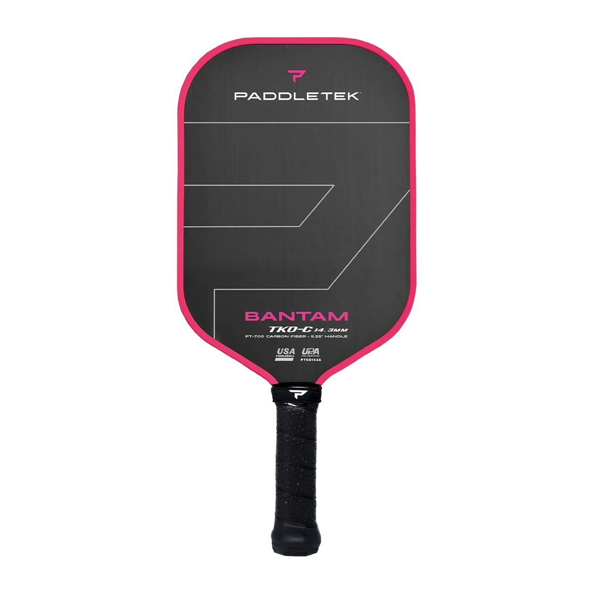 Paddletek Bantam TKO-CX 加長柄頂級碳纖維匹克球拍｜PT-700 單向裸碳面材（5.75" 特長雙手握把、解鎖重砲槓桿，12.7mm 出球 / 14.3mm 緩震）