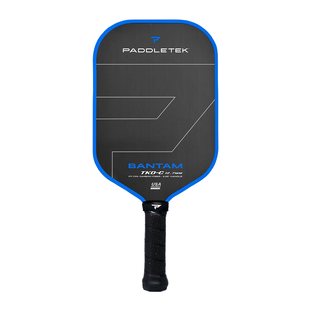 Paddletek Bantam TKO-C 頂級碳纖維匹克球拍｜PT-700 單向裸碳面材（5.25" 標準靈活握把、加長幾何重砲，12.7mm 動力 / 14.3mm 控球）