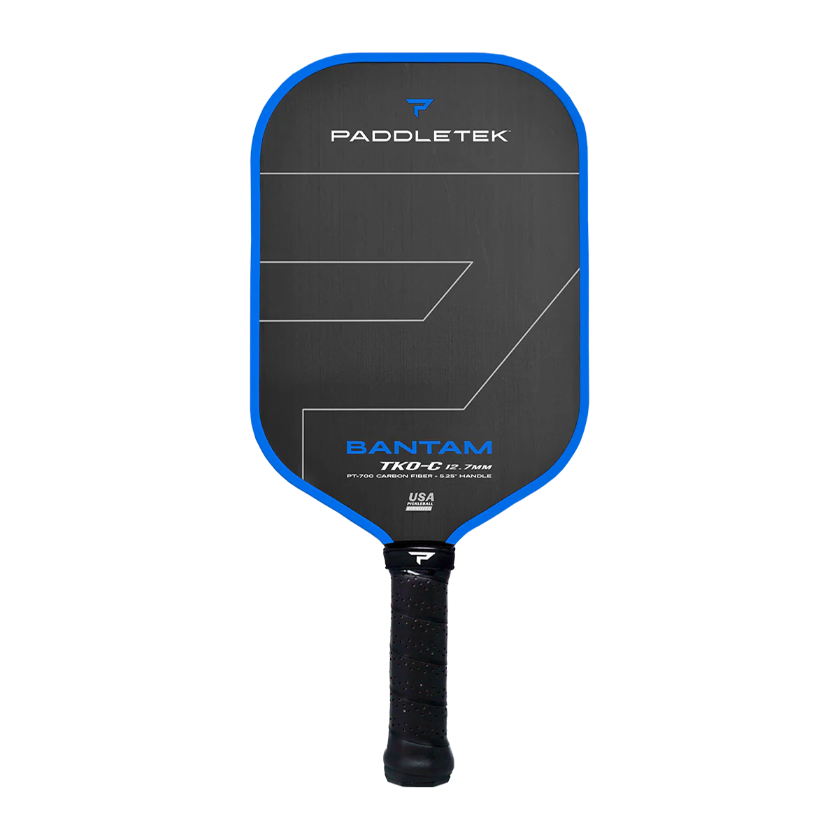 Paddletek Bantam TKO-C 頂級碳纖維匹克球拍｜PT-700 單向裸碳面材（5.25" 標準靈活握把、加長幾何重砲，12.7mm 動力 / 14.3mm 控球）