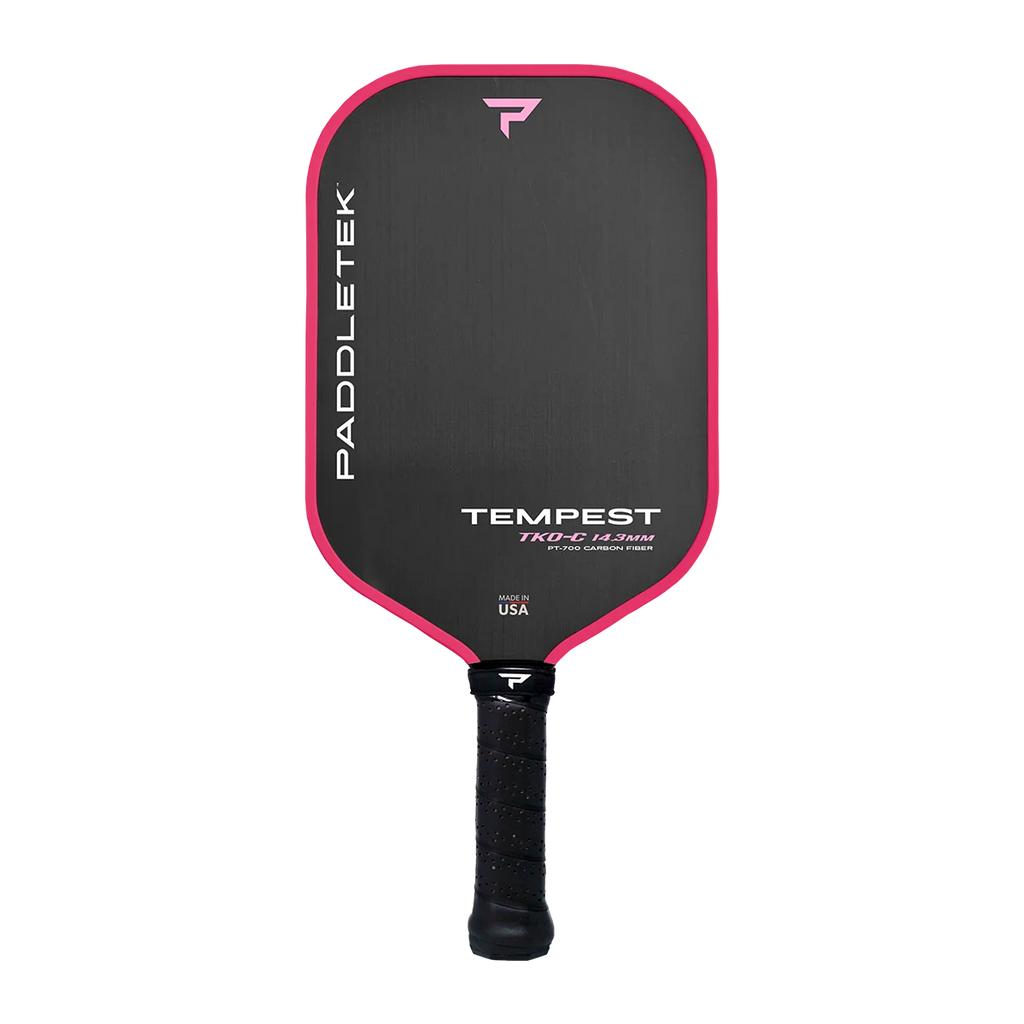 Paddletek Tempest TKO-C 14.3mm 頂級加長型控球碳纖維匹克球拍｜PT-700 單向裸碳面材（16.45" 加長射程、Tempest 絲滑控球核心、高容錯重設神兵）