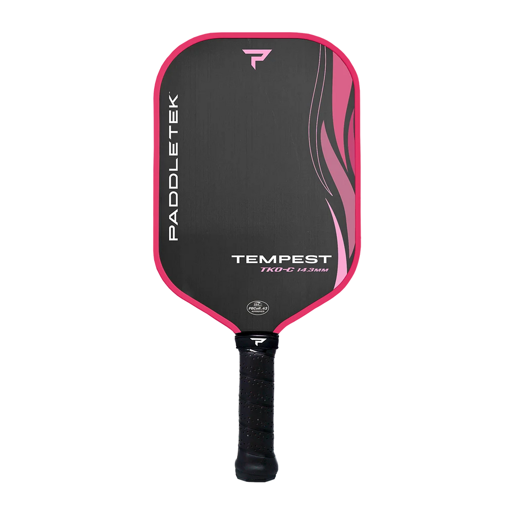 Paddletek Tempest TKO-C 14.3mm 頂級加長型控球碳纖維匹克球拍｜PT-700 單向裸碳面材（16.45" 加長射程、Tempest 絲滑控球核心、高容錯重設神兵）