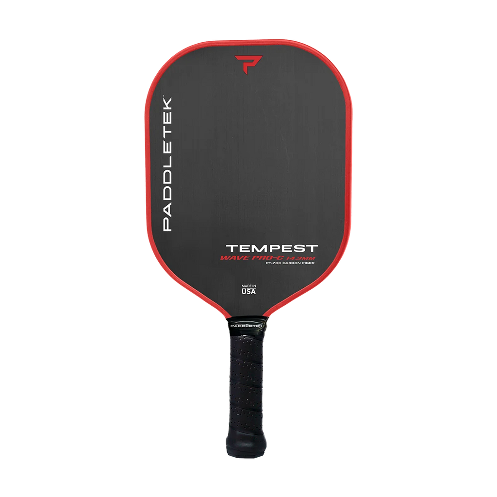 Paddletek Tempest Wave Pro-C 頂級控球碳纖維匹克球拍｜PT-700 單向裸碳面材（Tempest 智慧控球蜂巢、極致放小球 Dink、全域大甜蜜點控球神器）