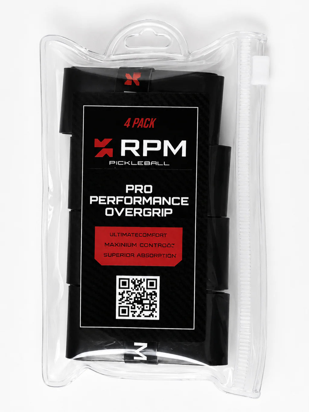 RPM Pro Performance Overgrip 4入裝｜專業級匹克球握把布（黑白雙色、DRY 乾爽 / TACKY 黏感兩款任選）