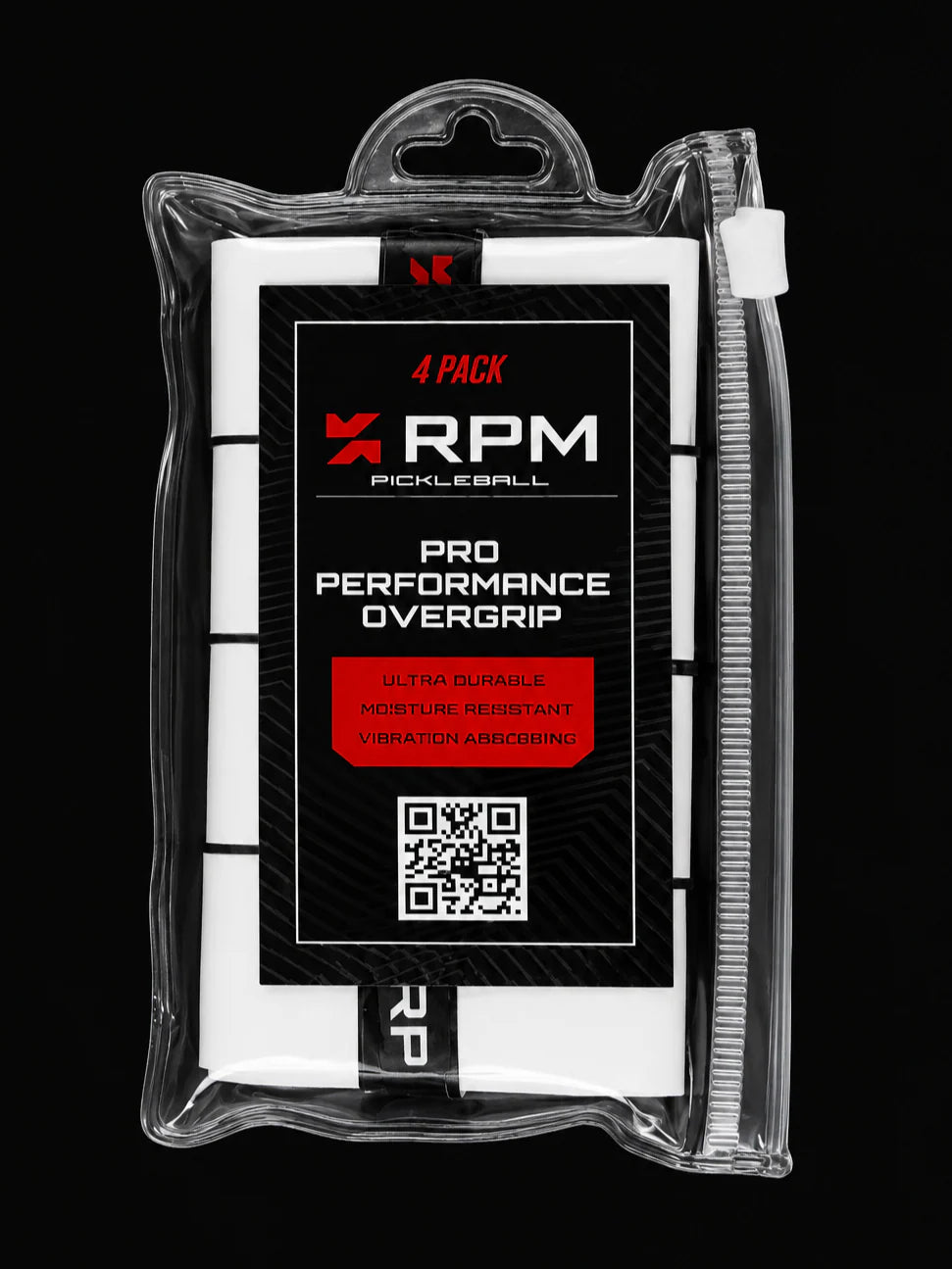 RPM Pro Performance Overgrip 4入裝｜專業級匹克球握把布（黑白雙色、DRY 乾爽 / TACKY 黏感兩款任選）